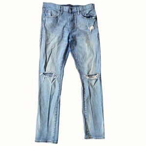 Aeropostale Blue Ripped Knee Distressed Denim Light Wash Skinny Jeans Size 32x30